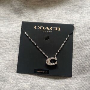 NWT COACH Crystal 'C' Pendant Necklace - Silver